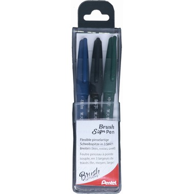 PENTEL Brush Sign Pen XSESP15-3EFM schwarz, 3 Stück