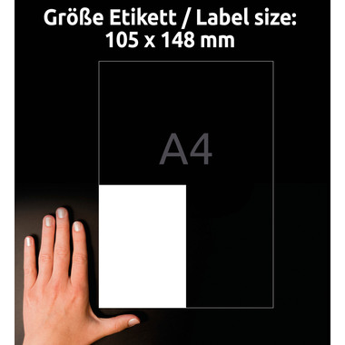 AVERY ZWECKFORM Etiketten 105x148mm 6124 weiss 40 Stk./10 Blatt