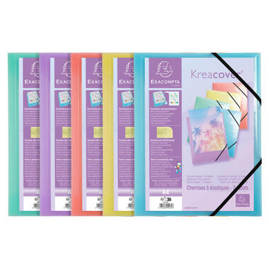 EXACOMPTA Gummizugmappe Aquarel A4 55279E PP ass.