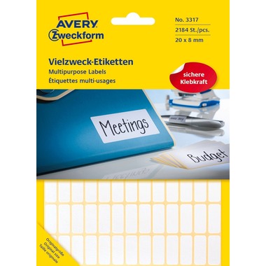 AVERY ZWECKFORM Etichette universali 20x8mm 3317 bianco 2184pz./28fl.