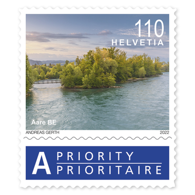Briefmarken CHF 1.10 «Aare BE», Markenheftchen mit 10 Marken Markenheftchen «Schweizer Flusslandschaften», selbstklebend, ungestempelt