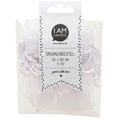 I AM CREATIVE Organzabeutel weiss 2100.02 8x10cm, 6 Stück