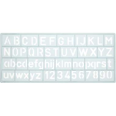 WESTCOTT Zeichenschablone 10mm E-10610 00 A-Z, 0-9 transparent
