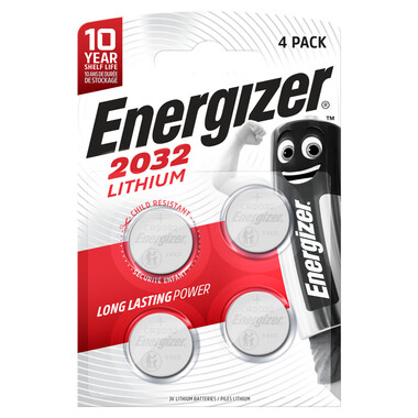 Energizer Spezialbatterie Lithium (CR2032), 4 Stk 4-Stück Energizer 2032 Lithium-Knopfzelle