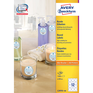 AVERY ZWECKFORM Etiquettes A4/60mm L3416-100 blanc 1200 pcs.