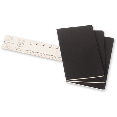 MOLESKINE Notizheft Cahier A5 496-3 kariert, schwarz 3 Stück