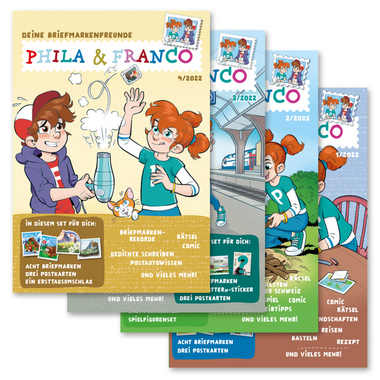 «Phila & Franco» Briefmarkenset für Kinder, FR Ausgaben 1-4/2022