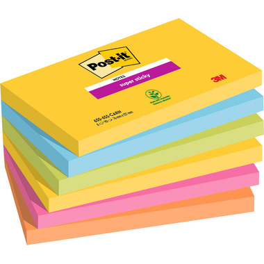 POST-IT Blocco Super Sticky Carnival 6556SSCAR 5-colori 6x90 fogli 127x76mm