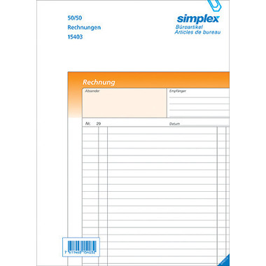 SIMPLEX Fatture D A4 15403D arancione/bianco 50x2 fogli