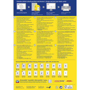AVERY ZWECKFORM Etiketten 105x48mm 3424-200 weiss 2640 Stk./200+20 Blatt