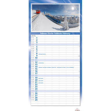 CALENDARIA Family Calender Switzerland 43494622 D/F/I/E, 23.5x50cm 2024