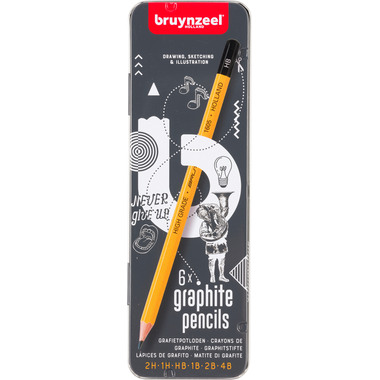 BRUYNZEEL Grafitbleistifte Burotek 60211006 Metalletui 6 Stück