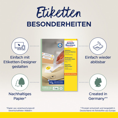 AVERY ZWECKFORM Universaletiketten 99,1x42,3mm L4743REV-100 weiss,non-perm. 1200St./10 B.