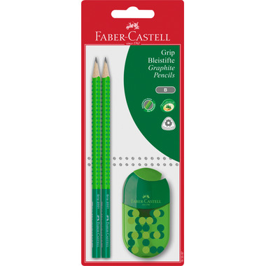 FABER-CASTELL Crayon, Taille-crayon B 183587 Grip 2001 set, 3 couleurs