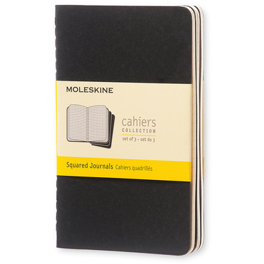 MOLESKINE Notizheft Cahier A6 704901 kariert, schwarz 3 Stück