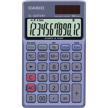 CASIO Taschenr.SL-300VER/SL-320TER+ SL320TER+ Solar, 12-stellig hellblau