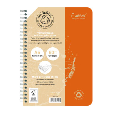 CLAIREFONTAINE Spiralheft FOREVER A5 68416C liniert, assortiert 60 Blatt