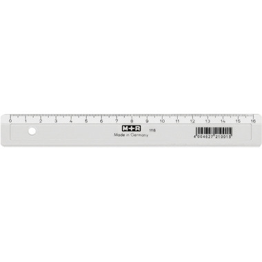 M+R Schullineal,schmal 16cm 711160000 klar, Skala Kunststoff
