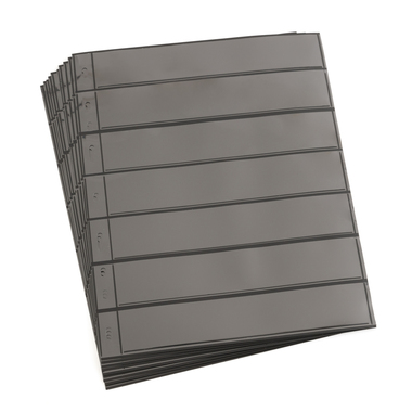 Kunststoffhüllen OPTIMA für Briefmarken, 10er Pack, schwarz 7er Einteilung, Streifenhöhe 30 mm