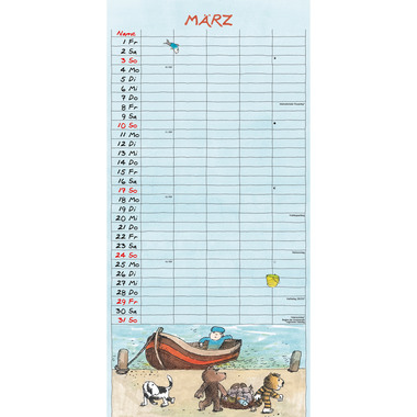 ALPHA EDITION Janosch Familienplaner 103509 22x45cm 2024