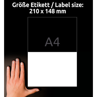 AVERY ZWECKFORM Universal-Etiketten 210x148mm 6604Z weiss 130 Stk./65 Blatt