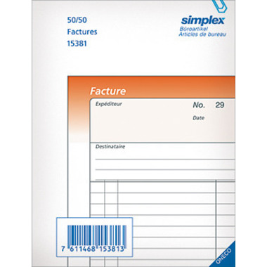 SIMPLEX Fatture F A4 15404F arancione/bianco 50x2 fogli