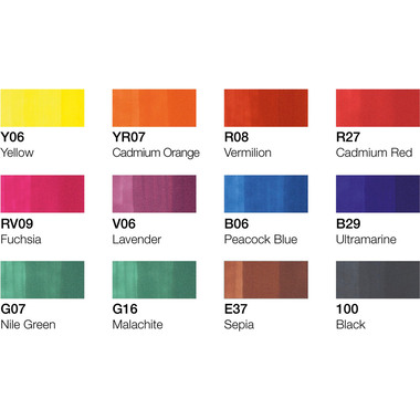 COPIC Marker Classic 20075702 glowing colours, 12 pz.