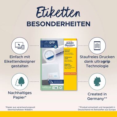 AVERY ZWECKFORM Universal-Etiketten 210x148mm 6604Z weiss 130 Stk./65 Blatt