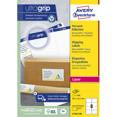 AVERY ZWECKFORM Adressetiketten 99,1x67,7mm LR7165100 recycling 800 Stück